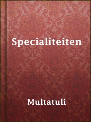 cover image of Specialiteiten